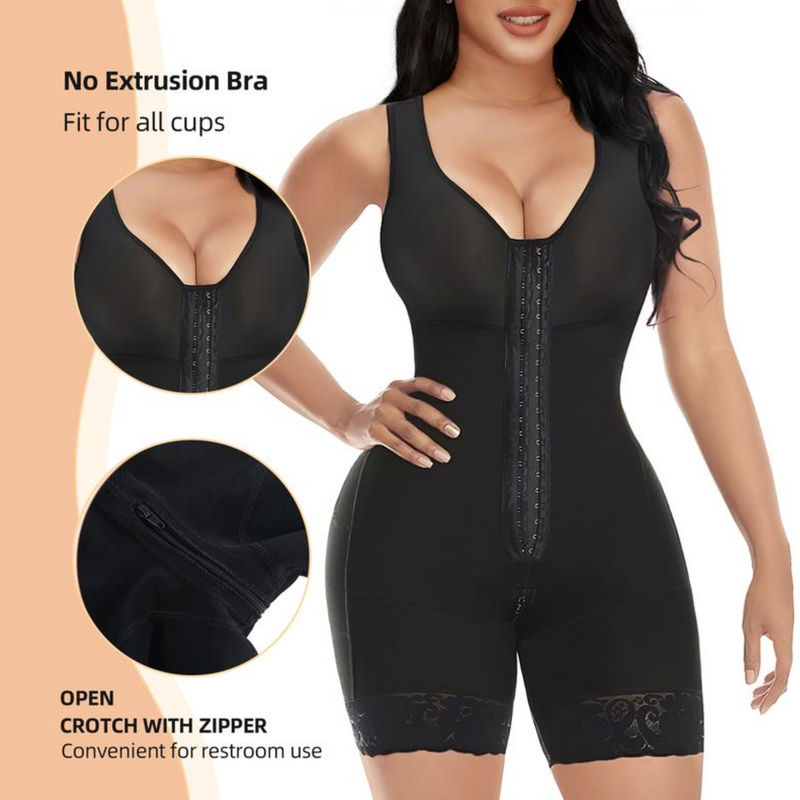 Women's shaping girdle with abdominal control, full body shaper that lifts the buttocks and has a zipper at the crotch